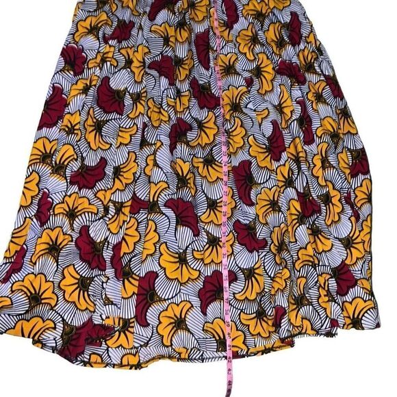 Francis + Benedict A-Line African Print Floral Maxi Skirt Pleated Sz L Large - Picture 6 of 8